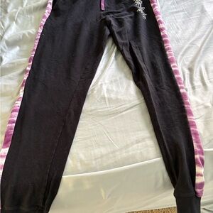 Disney Black and Pink Sweatpants with Vibrant Stripes